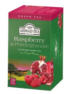 Herbata Ahmad Tea Green Raspberry & Pomegranate 20x2g - zielona z granatem i malinami  w kopertach