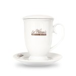 Kubek Sir William's Royal Taste na stopce 400 ml - z talerzykiem i przykrywką