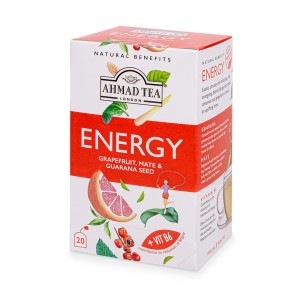 Herbata Ahmad Natural Benefits Energy 20x1,5g w saszetkach - Mate, guarana i grejpfrut