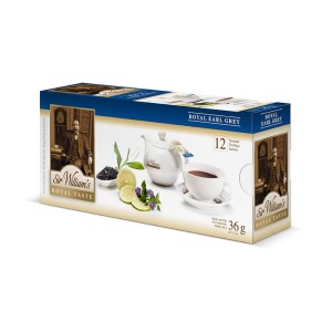 Herbata Sir William's Royal Taste Earl Grey 12x3g - z naturalnym olejkiem bergamotki i bławatkiem w saszetkach