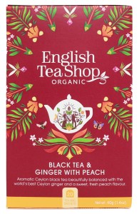 Herbata English Tea Shop Black Tea Ginger & Peach 20 kopert - organiczna czarna z imbirem