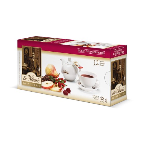 Herbata Sir William's Royal Taste Queen of Raspberries 12x4g - owocowa z jabłkami I dziką różą w torebkach.