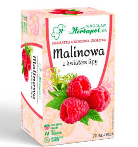 Herbata Herbapol Malinowa z kwiatem lipy 20x3g w saszetkach - owocowo-ziołowa