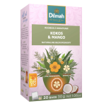 Herbata Dilmah Rooibos, Kokos & Mango 20x1,5g - ekspresowa z kawałkami kokosa