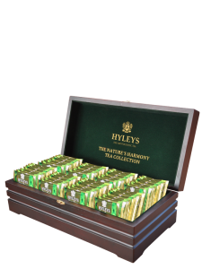 Herbata Hyleys Nature's Harmony Assorted 8 smaków 80 kopert drewniana skrzynka - zestaw naturalnych smaków
