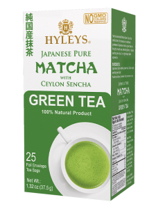 Herbata Hyleys Japanese Pure Matcha with Ceylon Sencha 25 kopert - 100% naturalne składniki