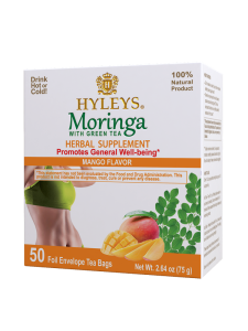 Herbata Hyleys Moringa with Green Tea Mango 50 kopert - 100% naturalne składniki