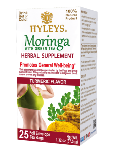 Herbata Hyleys Moringa with Green Tea Turmeric 25 kopert - z kurkumą, 100% naturalne składniki