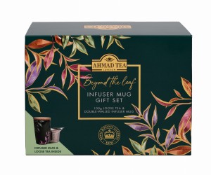 Zestaw Ahmad Kew Infuser Mug Gift Set 100g puszka - herbata liściasta z kubkiem oraz zaparzaczem