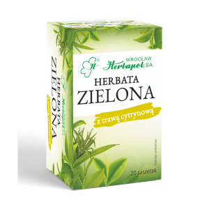 Herbata Herbapol Zielona z Trawą cytrynową 20x3g w saszetkach - naturalna, bez aromatów