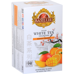 Herbata Basilur White Tea Mango Orange 20 kopert - biała z naturalnymi nutami owoców