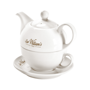 Dzbanek do herbaty Sir William's Duo - filiżanka, talerzyk, dzbanek z logo William's Royal 