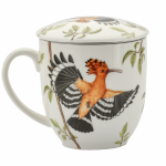 Porcelanowy Kubek Ptaki Polski Dudek 380ml - z zaparzaczem i pokrywką