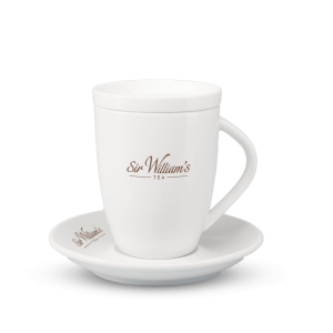 Kubek Sir William's Tea 250 ml do parzenia herbaty - z talerzykiem i pokrywką