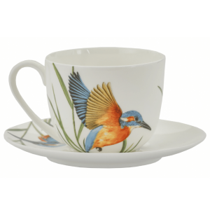 Porcelanowa Filiżanka Ptaki Polski Zimorodek 300ml - ze spodkiem