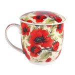 Porcelanowy Kubek z Zaparzaczem i Pokrywką 320 ml - Maki