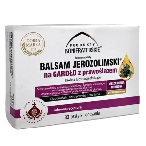 Pastylki Bonifratrzy Balsam Jerozolimski na gardło z prawoślazem - 32 pastylki