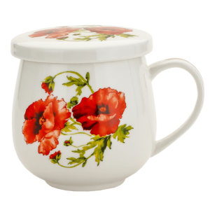 Porcelanowy Kubek z Zaparzaczem i Pokrywką 320 ml - Drobne maki