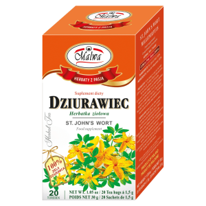 Herbata Ziołowa Malwa Dziurawiec 20x1,5g w saszetkach - naturalna, bez aromatów 