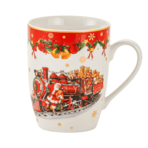 Zestaw dwóch porcelanowych kubków świątecznych ze Świętym Mikołajem 360ml