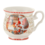 Świąteczny Kubek Porcelanowy z Mikołajem dającym prezenty 400 ml  - kufelek