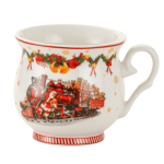 Świąteczny Kubek Porcelanowy z Mikołajem i pociągiem 400 ml  - kufelek