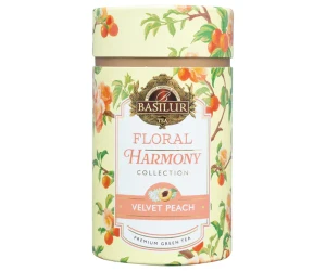 Herbata Basilur Floral Harmony Velvet Peach 75g w tubie - liściasta zielona o smaku moreli i brzoskwini