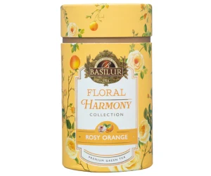 Herbata Basilur Floral Harmony Rosy Orange 75g w tubie - liściasta zielona o smaku sycylijskiej pomarańczy i róży