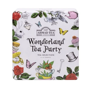 Zestaw herbat Ahmad Tea Wonderland Tea Party Selection 32 koperty - 4 rodzaje herbat w puszce na prezent