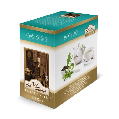 Herbata Sir William's Royal Taste Mint Prince 50x3g - zielona z miętą w torebkach.